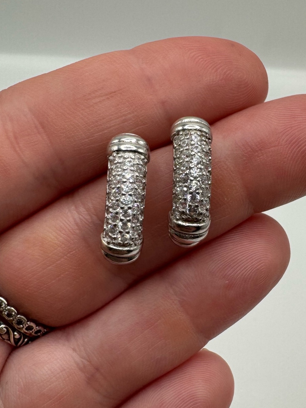 Sterling Silver 925 Open Hoop Gemstone Earrings